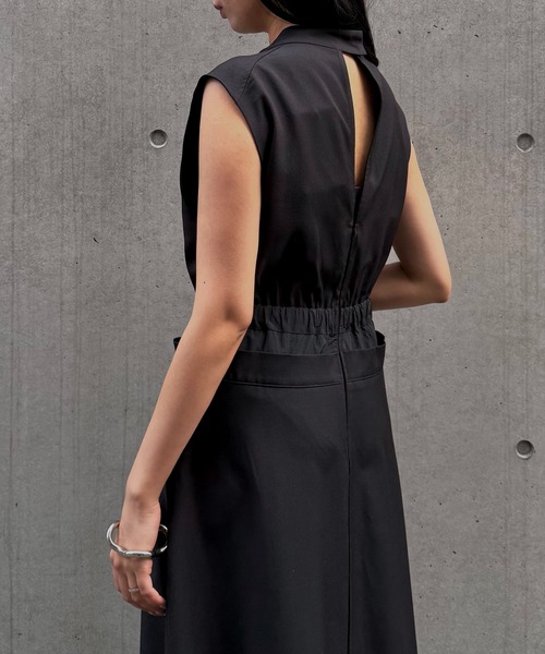 &g'aime(アンジェム)の「【&g'aime 】ダブルウエストワンピース Double-Waist Dress(ワンピース・レディース・グレイッシュベージュ/ブラック・FREE)」の5枚目の写真
