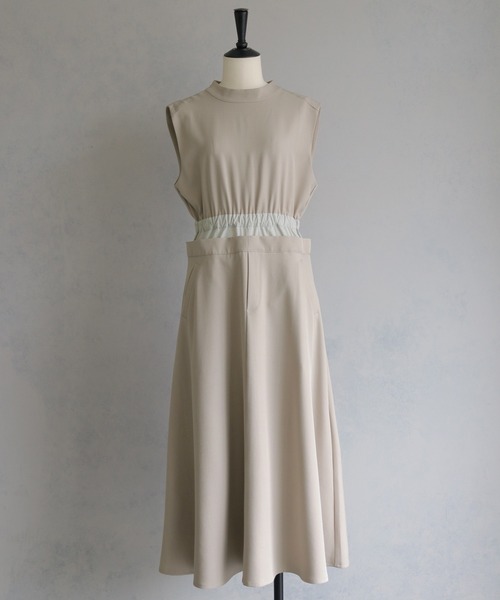 &g'aime(アンジェム)の「【&g'aime 】ダブルウエストワンピース Double-Waist Dress(ワンピース・レディース・グレイッシュベージュ/ブラック・FREE)」の11枚目の写真