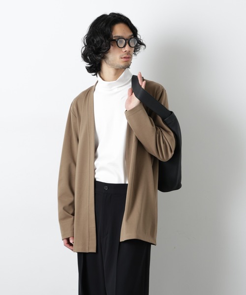 NANO universe（ナノユニバース）の「ダブルジャージー着流しカーディガン（カーディガン/ボレロ・メンズ・ブラック/スミクロ/グリーン/ネイビー/ベージュ・S/L/M）」の3枚目の写真