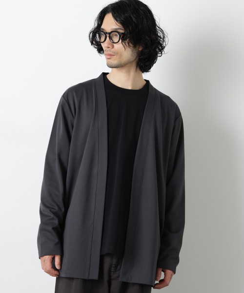 NANO universe（ナノユニバース）の「ダブルジャージー着流しカーディガン（カーディガン/ボレロ・メンズ・ブラック/スミクロ/グリーン/ネイビー/ベージュ・S/L/M）」の2枚目の写真
