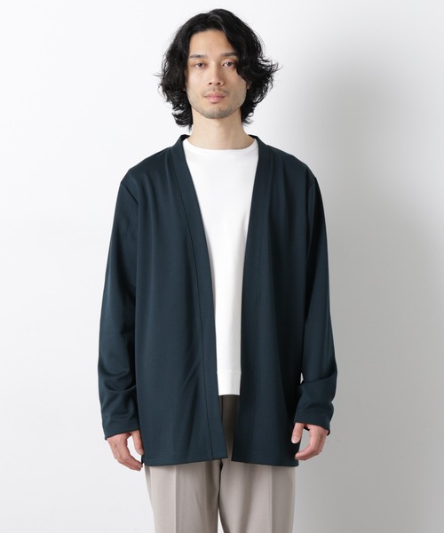 NANO universe（ナノユニバース）の「ダブルジャージー着流しカーディガン（カーディガン/ボレロ・メンズ・ブラック/スミクロ/グリーン/ネイビー/ベージュ・S/L/M）」の4枚目の写真