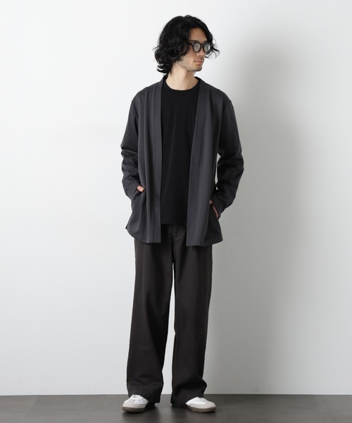 NANO universe（ナノユニバース）の「ダブルジャージー着流しカーディガン（カーディガン/ボレロ・メンズ・ブラック/スミクロ/グリーン/ネイビー/ベージュ・S/L/M）」の9枚目の写真