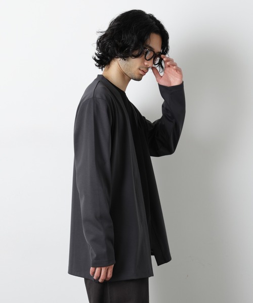 NANO universe（ナノユニバース）の「ダブルジャージー着流しカーディガン（カーディガン/ボレロ・メンズ・ブラック/スミクロ/グリーン/ネイビー/ベージュ・S/L/M）」の8枚目の写真
