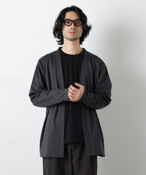 NANO universe（ナノユニバース）の「ダブルジャージー着流しカーディガン（カーディガン/ボレロ・メンズ・ブラック/スミクロ/グリーン/ネイビー/ベージュ・S/L/M）」の6枚目の写真