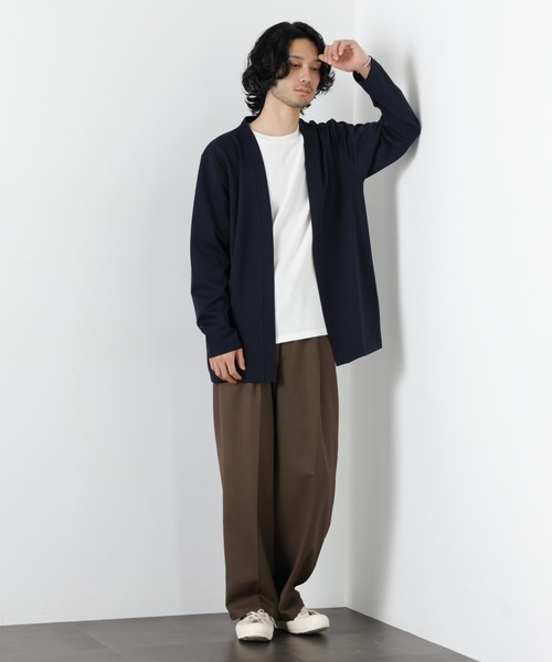 NANO universe（ナノユニバース）の「ダブルジャージー着流しカーディガン（カーディガン/ボレロ・メンズ・ブラック/スミクロ/グリーン/ネイビー/ベージュ・S/L/M）」の17枚目の写真