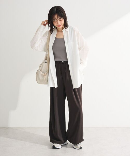 Green Parks(グリーンパークス)の「機能付テレコリブタンクトップ(タンクトップ・レディース・ホワイト系その他2/グレー/オフホワイト/ブラック・FREE)」の12枚目の写真