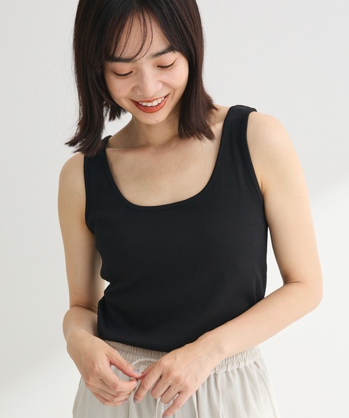 Green Parks(グリーンパークス)の「機能付テレコリブタンクトップ(タンクトップ・レディース・ホワイト系その他2/グレー/オフホワイト/ブラック・FREE)」の3枚目の写真