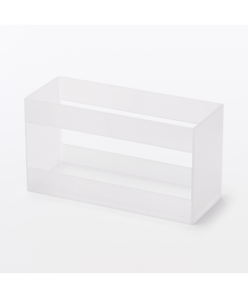 廃盤品 無印良品 ボトルスタンド 未使用品＆中古品の2個セット 再生ポリプロピレン入りメイクボックス用ボトルスタンド 約145×80