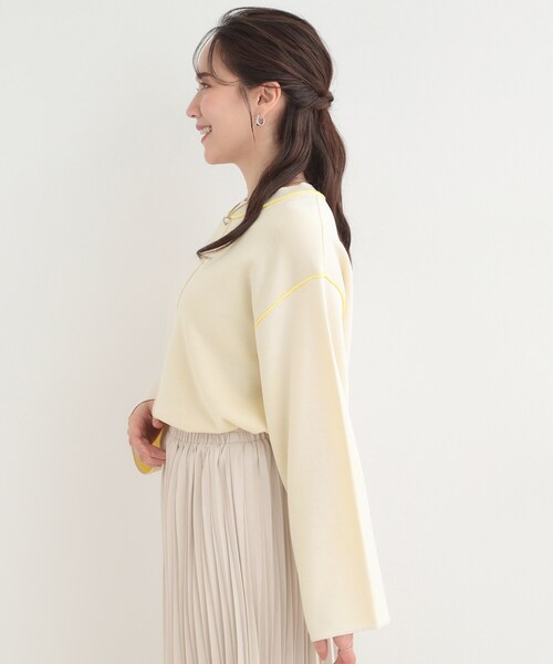 SHOO・LA・RUE(シューラルー)の「ダブルフェイス配色ニット(ニット/セーター・レディース・ライトグレー/オレンジ/オフホワイト・04/03/02/01)」の5枚目の写真