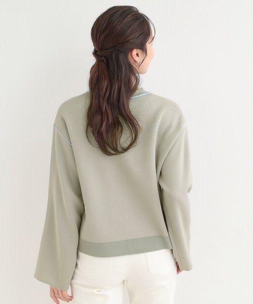 SHOO・LA・RUE(シューラルー)の「ダブルフェイス配色ニット(ニット/セーター・レディース・ライトグレー/オレンジ/オフホワイト・04/03/02/01)」の9枚目の写真