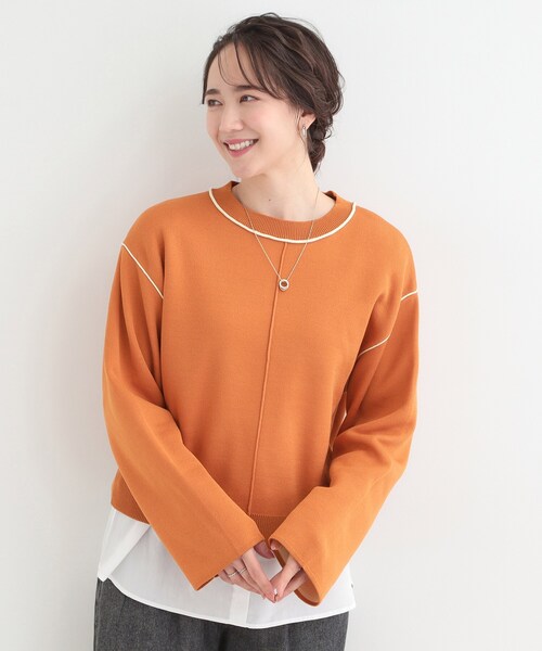 SHOO・LA・RUE(シューラルー)の「ダブルフェイス配色ニット(ニット/セーター・レディース・ライトグレー/オレンジ/オフホワイト・04/03/02/01)」の12枚目の写真