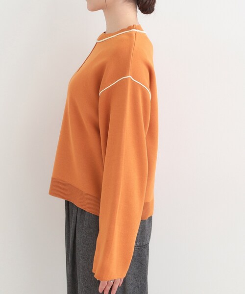 SHOO・LA・RUE(シューラルー)の「ダブルフェイス配色ニット(ニット/セーター・レディース・ライトグレー/オレンジ/オフホワイト・04/03/02/01)」の17枚目の写真