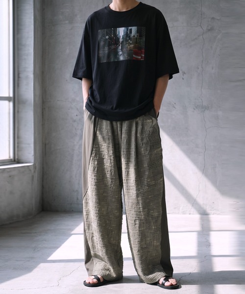 antiqua（アンティカ）の「異素材切替 綿麻 ワイドパンツ（その他パンツ・レディース・オリーブ/ブラック・ONESIZE）」の15枚目の写真