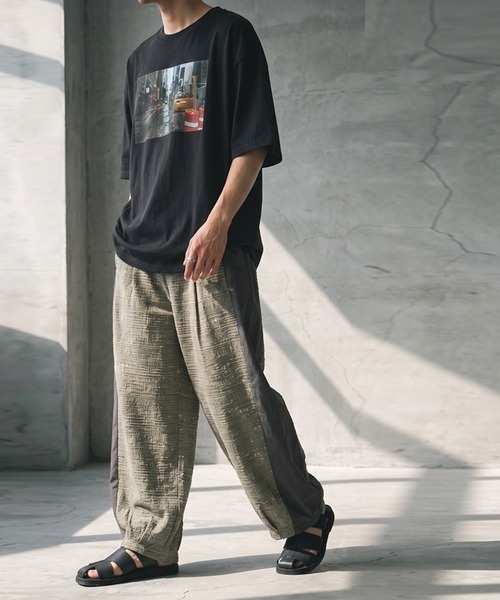 antiqua（アンティカ）の「異素材切替 綿麻 ワイドパンツ（その他パンツ・レディース・オリーブ/ブラック・ONESIZE）」の16枚目の写真