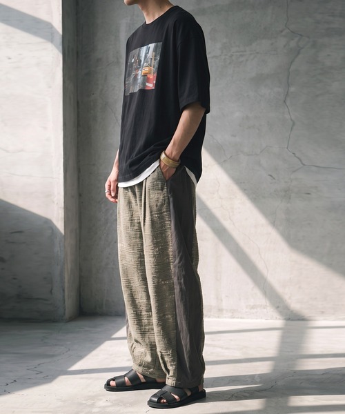 antiqua（アンティカ）の「異素材切替 綿麻 ワイドパンツ（その他パンツ・レディース・オリーブ/ブラック・ONESIZE）」の17枚目の写真