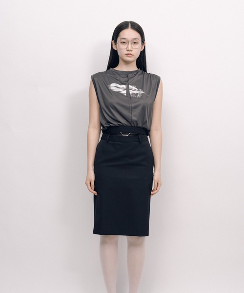KEISUKEYOSHIDA（ケイスケヨシダ）の「Back Lining Sleeveless Top（シャツ/ブラウス・レディース・ブラック/グレー・M/L）」の2枚目の写真