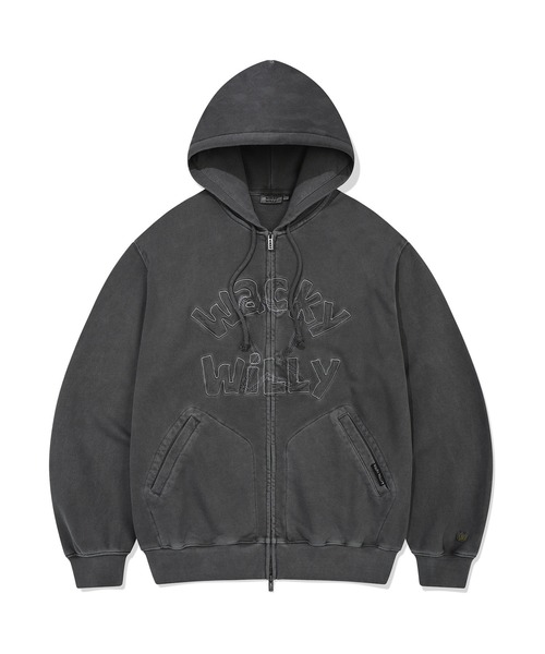 Wacky WiLLy(ワッキーウィリー)の「PIGMENT VINTAGE HOODED ZIP-UP(パーカー・メンズ・チャコールグレー/グリーン・MEDIUM/SMALL/LARGE)」の3枚目の写真