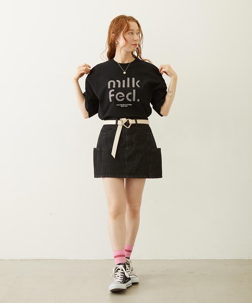 MILKFED.（ミルクフェド）の「PANELED POCKET DENIM MINI SKIRT（デニムスカート・レディース・ライトインディゴブルー/ライトブルー/ブラック・S/M）」の10枚目の写真