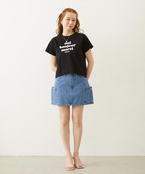 MILKFED.（ミルクフェド）の「PANELED POCKET DENIM MINI SKIRT（デニムスカート・レディース・ライトインディゴブルー/ライトブルー/ブラック・S/M）」の14枚目の写真