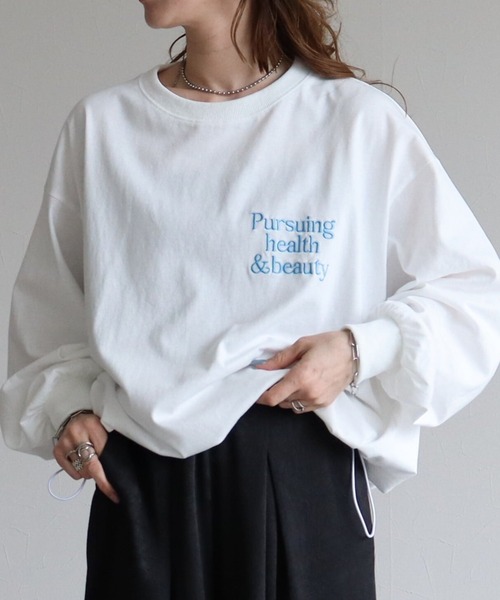 zena(ジェナ)の「スポーティーBIGロンT(Tシャツ/カットソー・レディース・ブラック×ホワイト/ホワイト×ブルー/カーキ・FREE)」の6枚目の写真