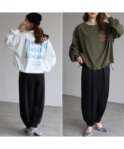 zena(ジェナ)の「スポーティーBIGロンT(Tシャツ/カットソー・レディース・ブラック×ホワイト/ホワイト×ブルー/カーキ・FREE)」の21枚目の写真