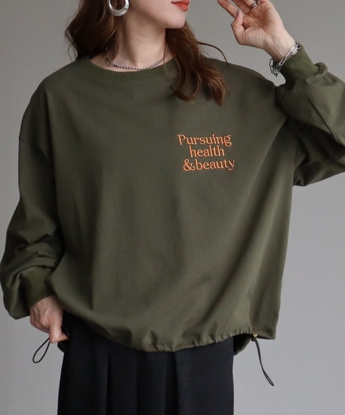 zena(ジェナ)の「スポーティーBIGロンT(Tシャツ/カットソー・レディース・ブラック×ホワイト/ホワイト×ブルー/カーキ・FREE)」の10枚目の写真