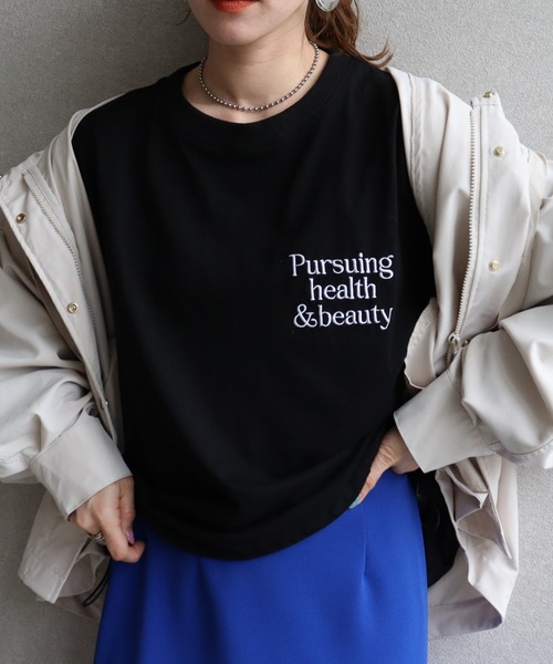 zena(ジェナ)の「スポーティーBIGロンT(Tシャツ/カットソー・レディース・ブラック×ホワイト/ホワイト×ブルー/カーキ・FREE)」の14枚目の写真