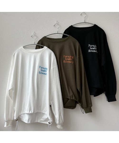 zena(ジェナ)の「スポーティーBIGロンT(Tシャツ/カットソー・レディース・ブラック×ホワイト/ホワイト×ブルー/カーキ・FREE)」の16枚目の写真