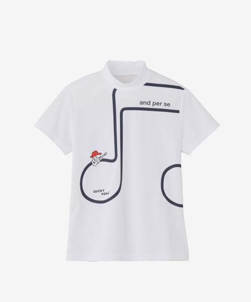 and per se(アンパスィ)の「COOL is COOL エアリードット半袖モックネックシャツ(レディース)(Tシャツ/カットソー・レディース・イエロー/ネイビー/ホワイト/オレンジ・LL/L/M)」の2枚目の写真