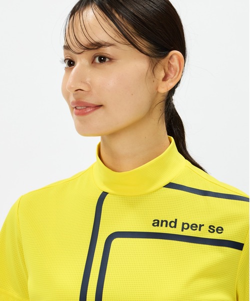 and per se(アンパスィ)の「COOL is COOL エアリードット半袖モックネックシャツ(レディース)(Tシャツ/カットソー・レディース・イエロー/ネイビー/ホワイト/オレンジ・LL/L/M)」の9枚目の写真