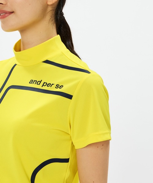 and per se(アンパスィ)の「COOL is COOL エアリードット半袖モックネックシャツ(レディース)(Tシャツ/カットソー・レディース・イエロー/ネイビー/ホワイト/オレンジ・LL/L/M)」の10枚目の写真