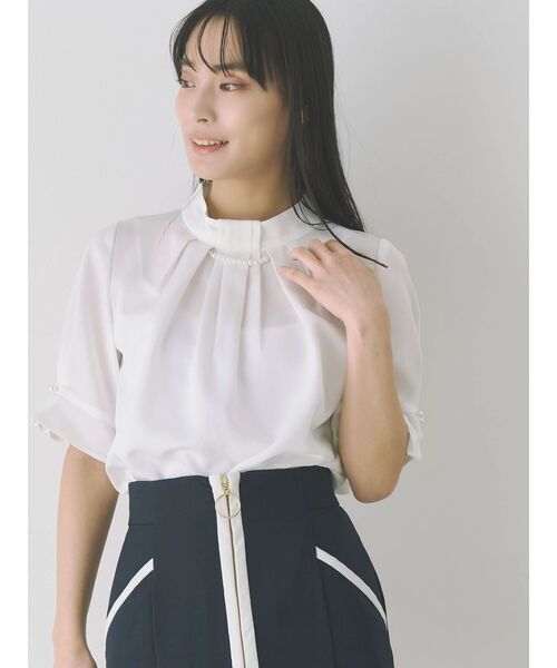TONAL - 【未使用品】トーナル　パール　フリル　ブラウス　８分袖　38　白 セール】フロントパールタックブラウス（シャツ/ブラウス）｜TONAL