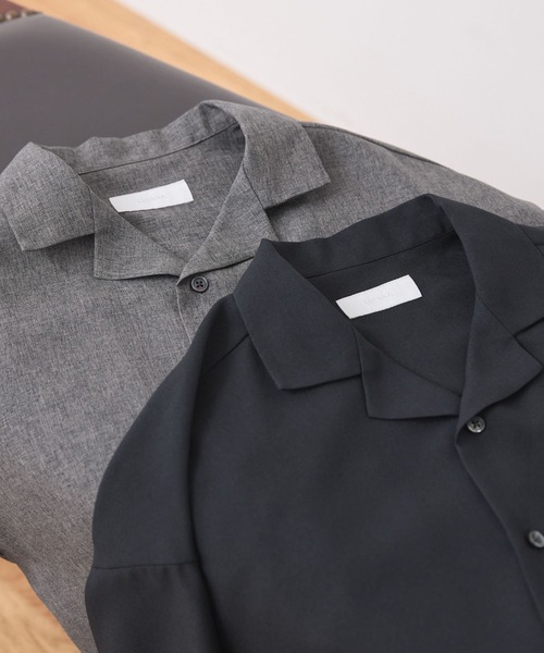 LUENNA(ルエナ)の「【LUENNA】Linen Touch Open Collar Short Sleeve Shirt / リネンタッチ半袖オープンカラーシャツ(速乾・UVカット・イージーケア機能付き)(シャツ/ブラウス・メンズ・ブラック/グレー・S/M/L)」の3枚目の写真