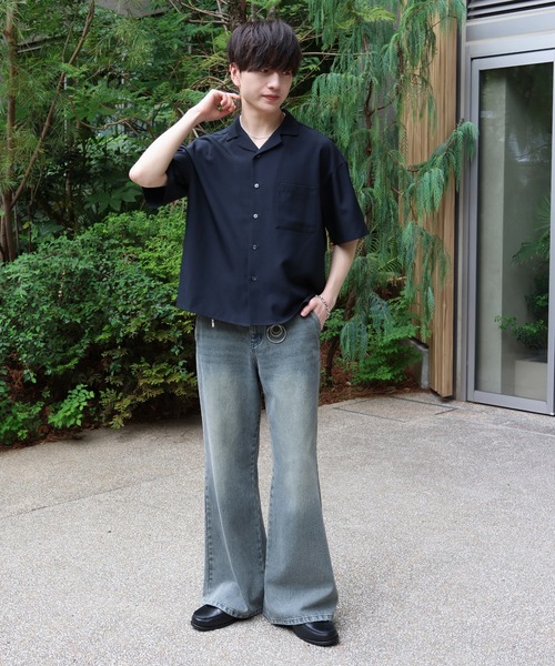 LUENNA(ルエナ)の「【LUENNA】Linen Touch Open Collar Short Sleeve Shirt / リネンタッチ半袖オープンカラーシャツ(速乾・UVカット・イージーケア機能付き)(シャツ/ブラウス・メンズ・ブラック/グレー・S/M/L)」の15枚目の写真