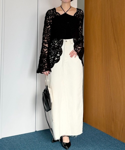 mysty woman（ミスティウーマン）の「硫化染めツイルナロースカート　666542（スカート・レディース・ベージュ/アイボリー・SMALL/MEDIUM）」の19枚目の写真