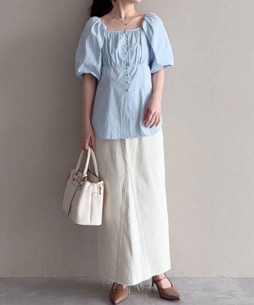 mysty woman（ミスティウーマン）の「硫化染めツイルナロースカート　666542（スカート・レディース・ベージュ/アイボリー・SMALL/MEDIUM）」の18枚目の写真