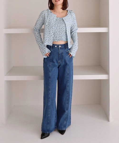 archives（アルシーヴ）の「小花柄シャーリングビスチェカットアンサンブル（アンサンブル・レディース・ブルー/アイボリー/ネイビー・MEDIUM）」の19枚目の写真