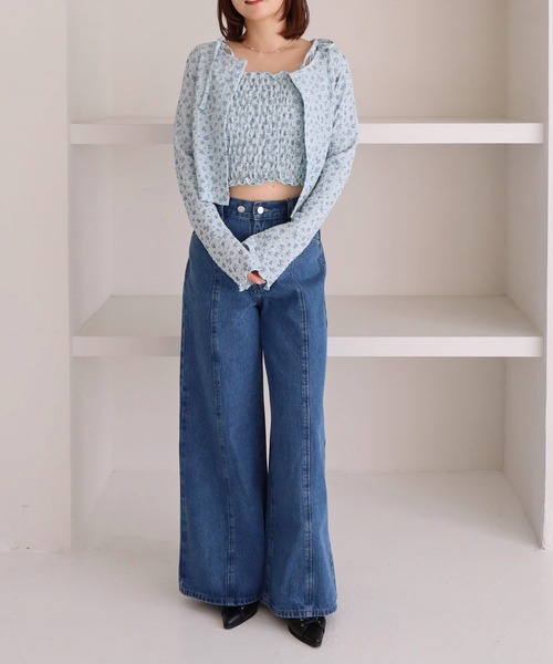 archives（アルシーヴ）の「小花柄シャーリングビスチェカットアンサンブル（アンサンブル・レディース・ブルー/アイボリー/ネイビー・MEDIUM）」の18枚目の写真