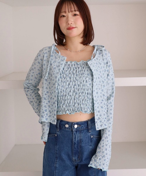 archives（アルシーヴ）の「小花柄シャーリングビスチェカットアンサンブル（アンサンブル・レディース・ブルー/アイボリー/ネイビー・MEDIUM）」の14枚目の写真