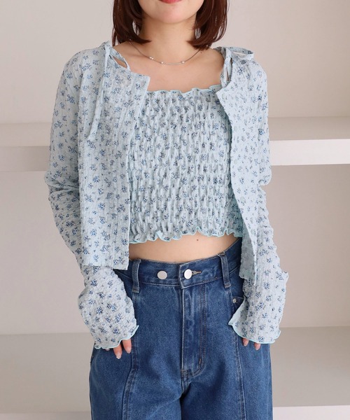 archives（アルシーヴ）の「小花柄シャーリングビスチェカットアンサンブル（アンサンブル・レディース・ブルー/アイボリー/ネイビー・MEDIUM）」の16枚目の写真