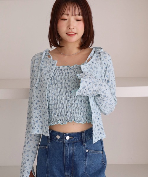 archives（アルシーヴ）の「小花柄シャーリングビスチェカットアンサンブル（アンサンブル・レディース・ブルー/アイボリー/ネイビー・MEDIUM）」の15枚目の写真