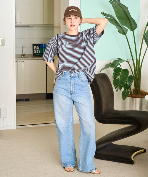 FREAK'S STORE(フリークスストア)の「限定展開 ビッグシルエット 半袖 ボーダー Tシャツ(Tシャツ/カットソー・レディース・イエロー/ネイビー/ブラック/レッド/ブラウン/チャコールグレー・フリ-)」の14枚目の写真