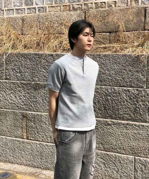 ECORR（エコル）の「ワッフルヘンリーネッククロップ半袖Tシャツ_アイボリー（Tシャツ/カットソー・レディース・その他・1/2/3）」の10枚目の写真