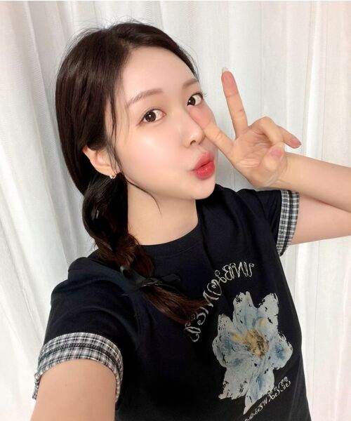 BEGIN202（ビギン202）の「(Woman) ドライフラワークロップロールアップTシャツ[ブラック]（Tシャツ/カットソー・レディース・その他・FREE）」の6枚目の写真