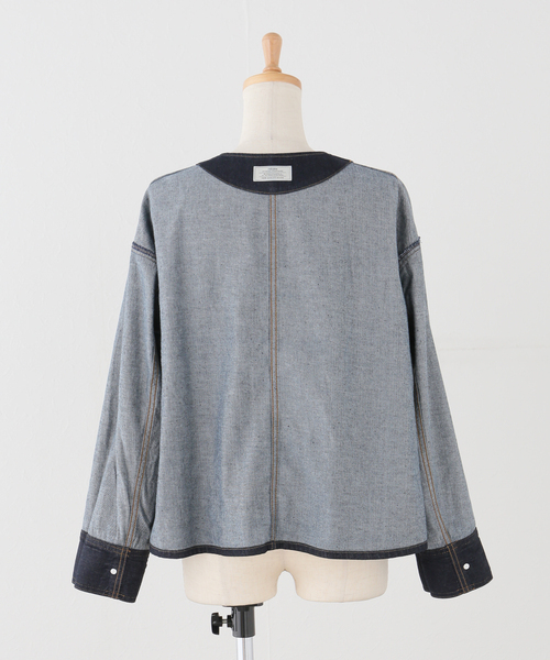 relumeJOURNAL STANDARD デニムジャケット　ノーカラー ノーカラーAラインデニムジャケット（デニムジャケット）｜JOURNAL