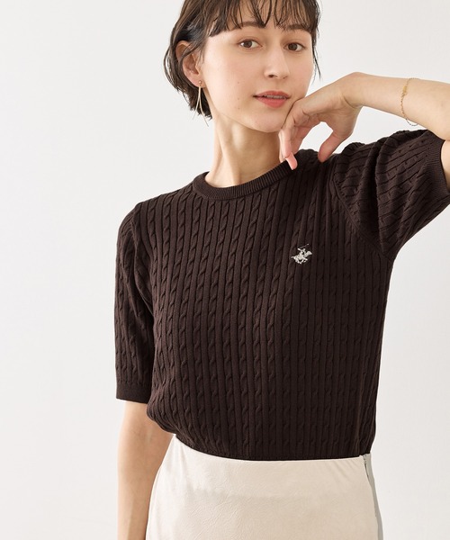 BEVERLY HILLS POLO CLUB(ビバリーヒルズポロクラブ)の「【BEVERLY HILLS POLO CLUB 一部別注】ケーブルニットプルオーバー/リンクコーデ(ニット/セーター・レディース・ダークブラウン/サックスブルー/オフホワイト/クリーム・FREE)」の16枚目の写真
