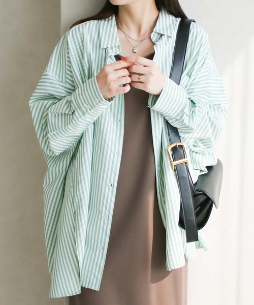 NYLAUS（ナイラス）の「【SG】ボリュームスリーブオーバーサイズシャツ（シャツ/ブラウス・レディース・ブラック/グリーン/オレンジ/ベージュ・S/M）」の16枚目の写真