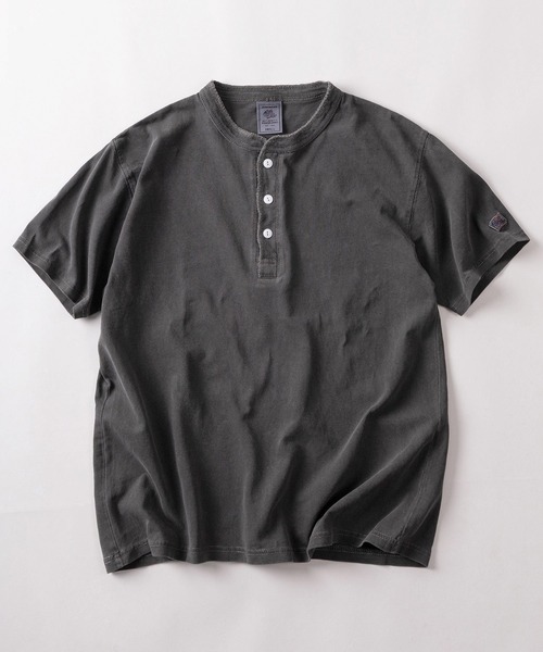JEMORGAN（ジェーイーモーガン）の「【87】【JEMORGAN/ジェーイーモーガン】ピグメント加工 ヘンリーネック 半袖Tシャツ/無地T/インナーウェア/アメカジ/26SS新作（Tシャツ/カットソー・メンズ・ホワイト/ブラック/パープル/サックスブルー/イエロー/オリーブ/ダークブルー/レッド/ブラウン・S/M/L/XL）」の2枚目の写真