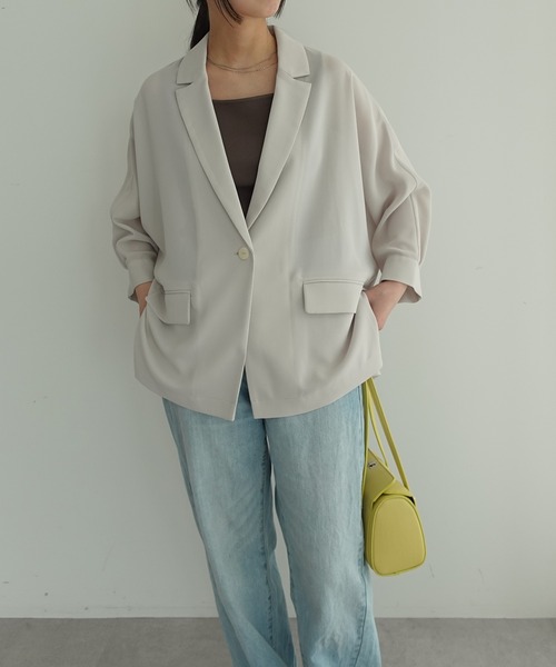 YECCA VECCA(イェッカヴェッカ)の「【マシンウォッシャブル】シアージャケット(テーラードジャケット・レディース・グレイッシュベージュ/ブラック・FREE)」の9枚目の写真