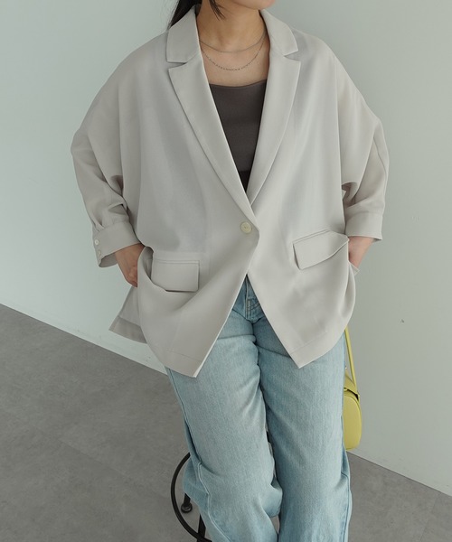 YECCA VECCA(イェッカヴェッカ)の「【マシンウォッシャブル】シアージャケット(テーラードジャケット・レディース・グレイッシュベージュ/ブラック・FREE)」の17枚目の写真